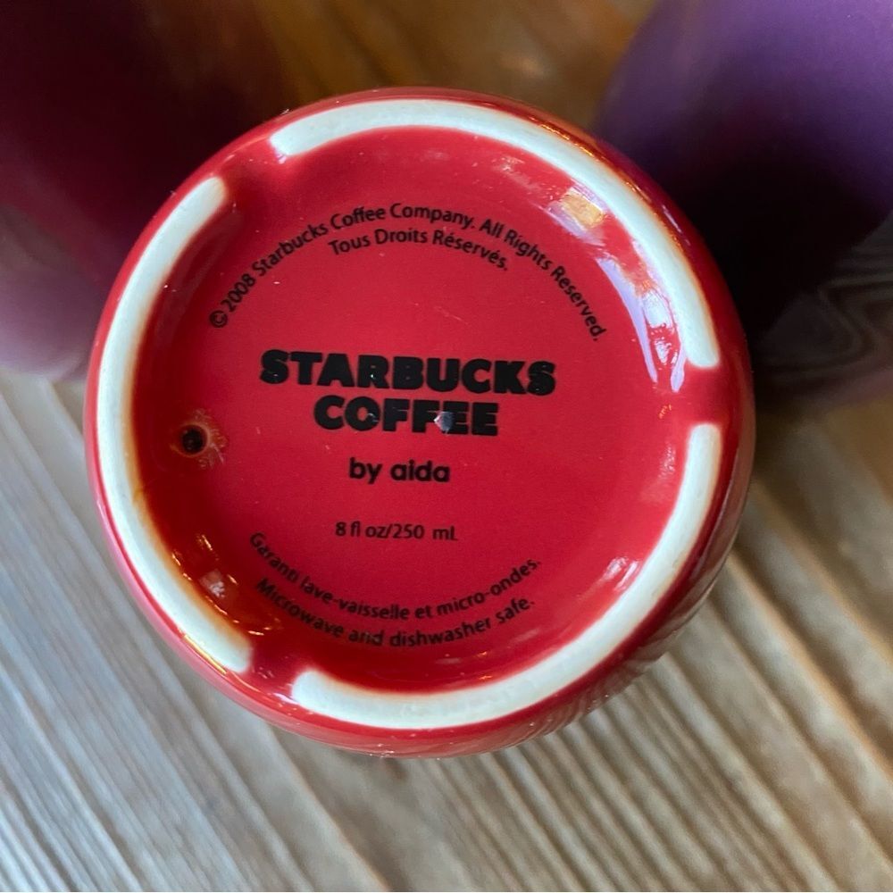 Starbucks Double Walled Mug Aida Red Eggplant Purple Handless Insulated - Picture 13 of 15